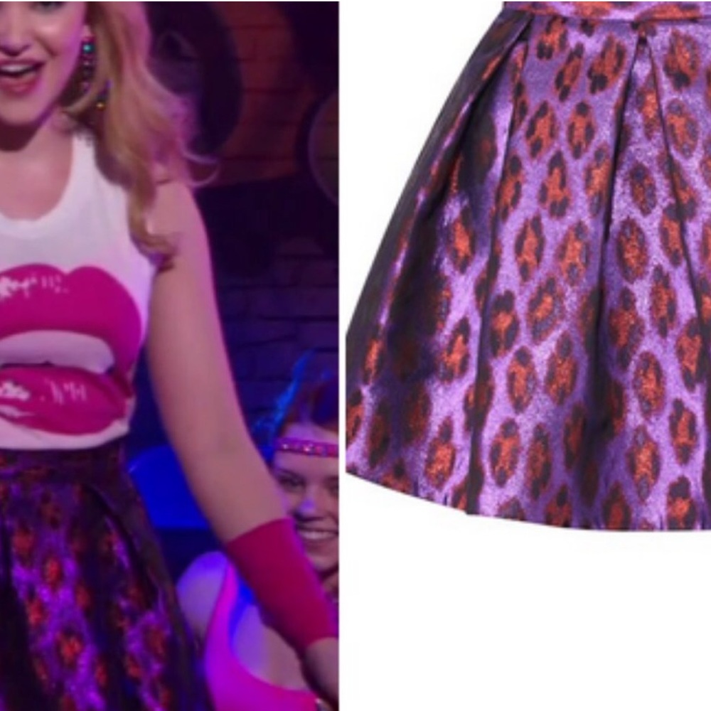 NEW Disco Purple Lantern Skirt Metallic Leopard Print Size 6 - Picture 5 of 6